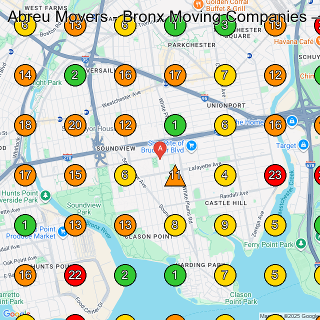 Abreu Movers - Bronx Moving Companies Moving Company GeoGrid ranking map for Bronx NY